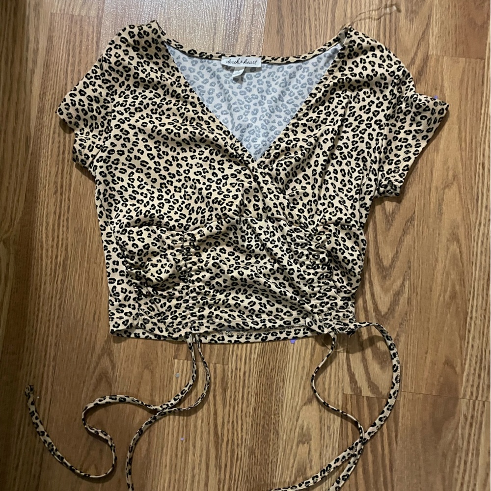 Derek Heart Cheetah Print Tie Crop